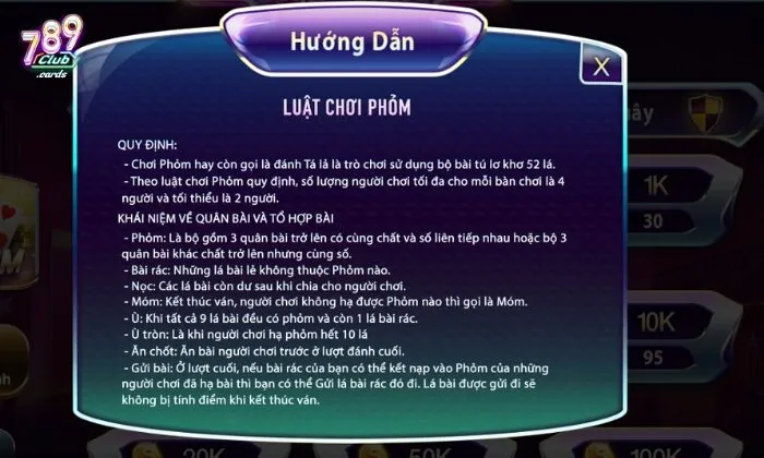 Quy định về luật chơi của game bài phỏm 789Club