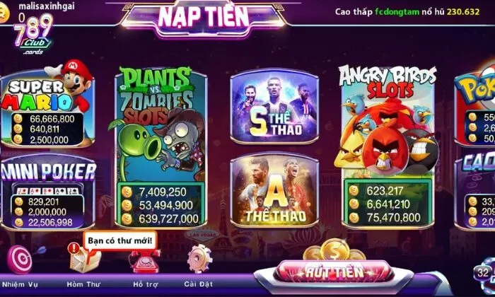 Chọn Super Mario 789Club trên giao diện trang game