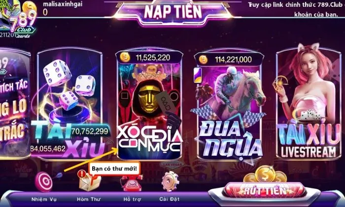 Chọn tựa game Xóc Đĩa Con Mực